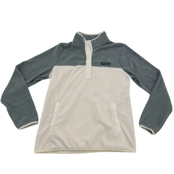Columbia Women's Grey & Cream Snap Pullover Sweater / Size Medium - Picture 1 of 2